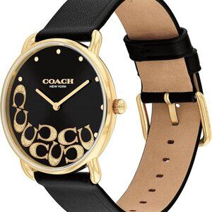 NEW! Coach Elliot Women's Watch | Sleek Design with Scattered Charms Black/Gold